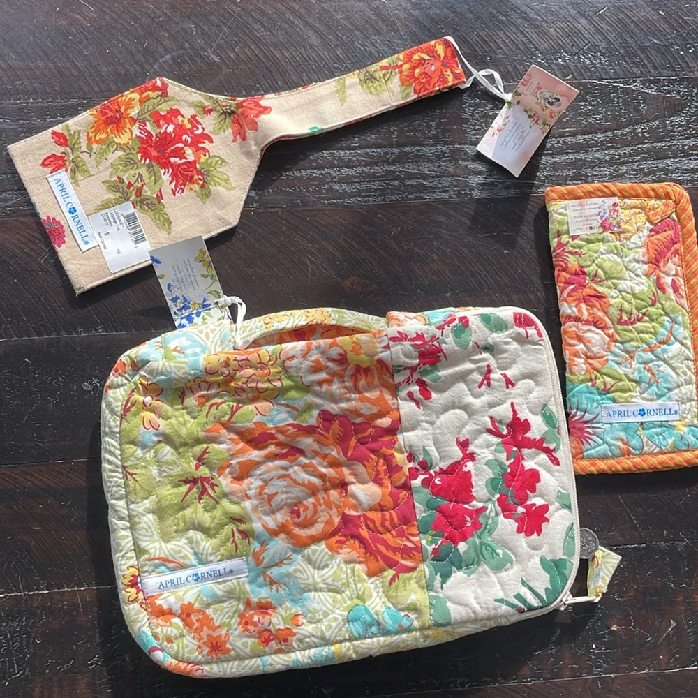 April Cornell Lot- Tablet Case, Glasses Case, Luggage Tag NWT